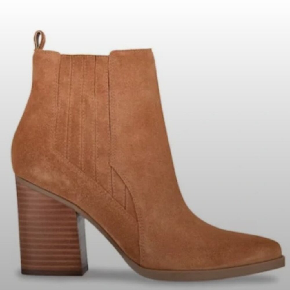 Marc Fisher Mayden Bootie In Cognac Suede, 7.5 - image 2